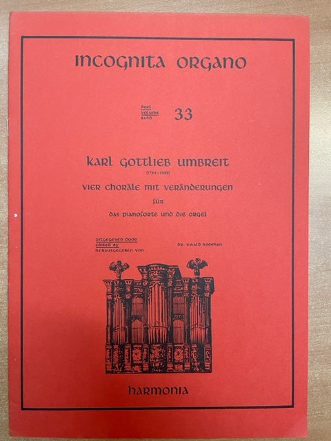 Karl Gottlieb Umbreit 4 Choräle mit Veränderungen partition pour orgue- 3000 partitions, livres et vinyles d'occasion  en vente sur notre site internet gastonmusicclub.fr Gaston Music Store