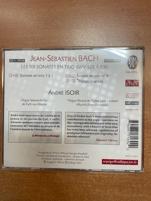 Coffret 2 CD Intégrale des sonates en trio André Isoir pour orgue