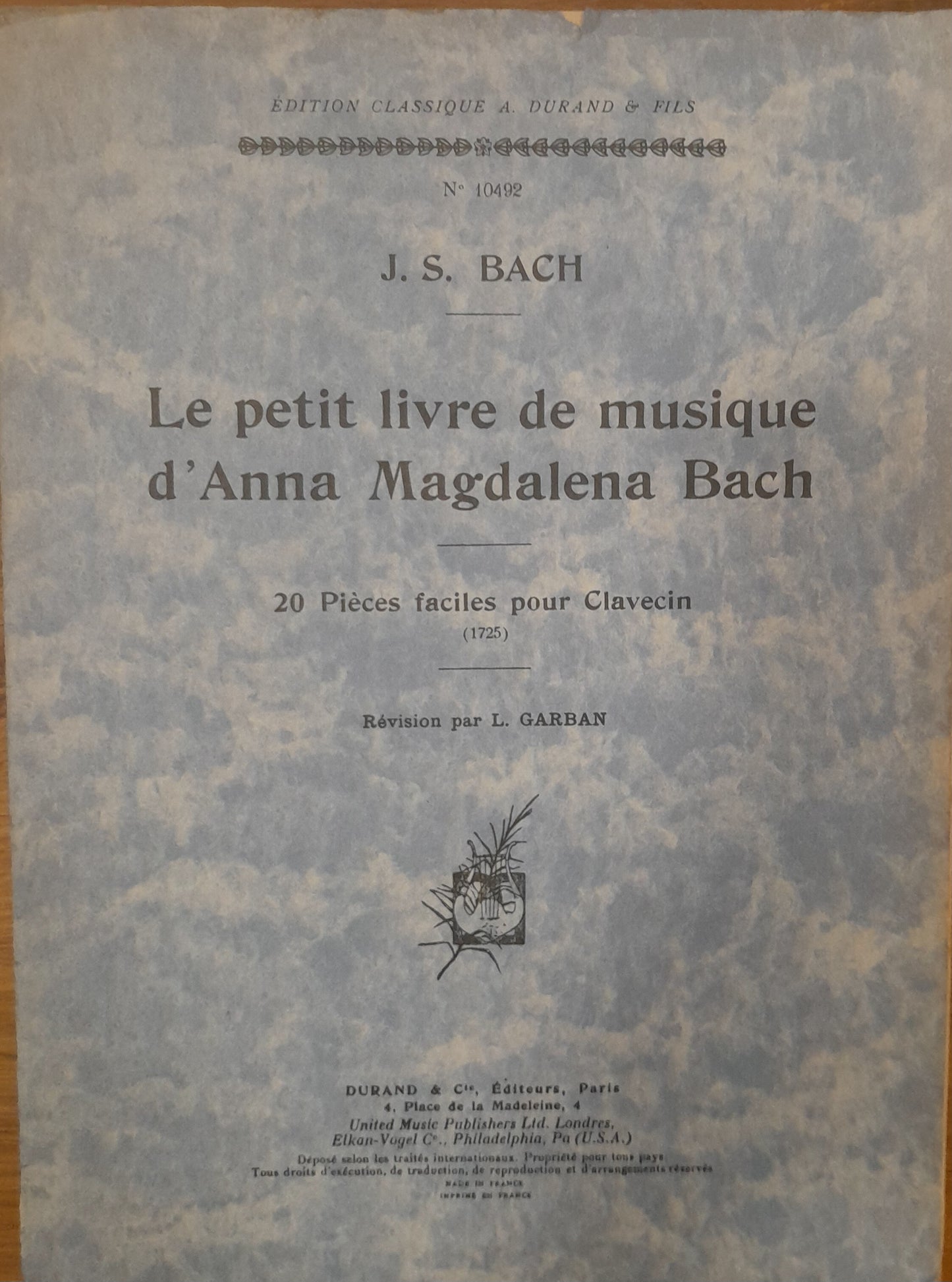 J-S Bach Le petit livre d'Anna Magdalena Bach partition piano