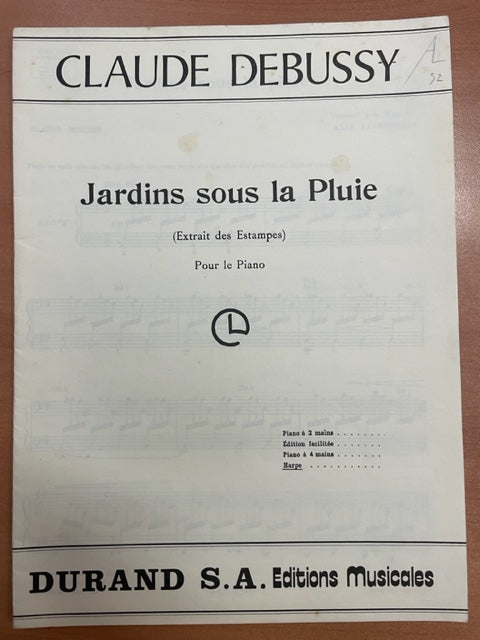 Claude Debussy Jardins sous la Pluie (extrait des Estampes) partition piano-3000 partitions, livres et vinyles d'occasion en vente sur notre site internet gastonmusicclub.fr Gaston Music Store