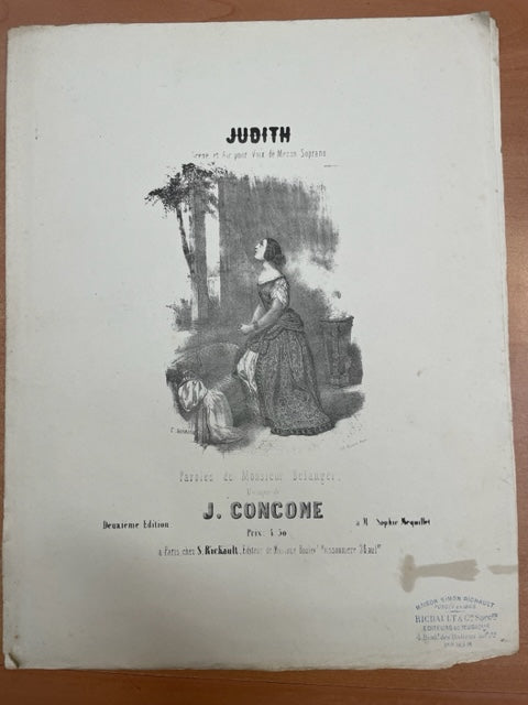 Concone Judith : scène et air pour voix de mezzo-soprano - 3000 partitions, livres et vinyles d'occasion en vente sur notre site internet gastonmusicclub.fr Gaston Music Store