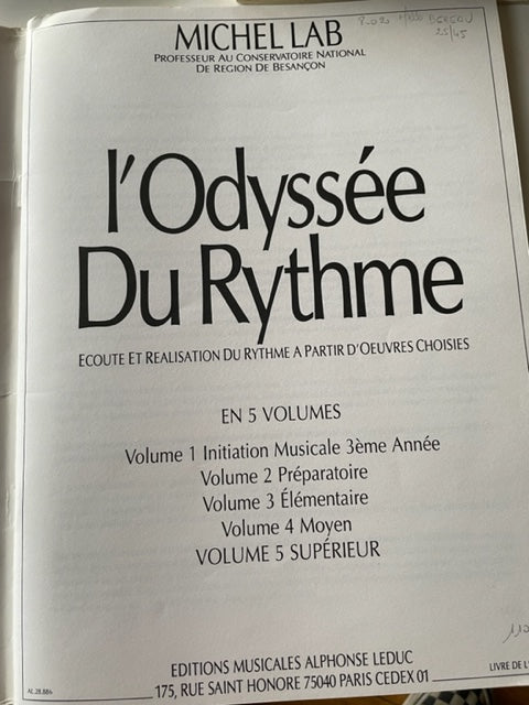 Michel Lab L'Odyssée du Rythme supérieur livre de l'élève volume 5-3000 partitions, livres et vinyles d'occasion en vente sur notre site internet gastonmusicclub.fr Gaston Music Store