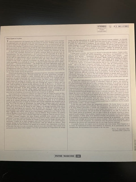 Vinyle L'héritage de Dinu Lipatti Bach et Mozart