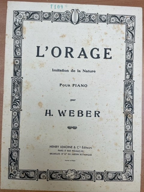 Weber L'orage - Imitation de la nature partition piano-3000 partitions, livres et vinyles d'occasion  en vente sur notre site internet gastonmusicclub.fr Gaston Music Store