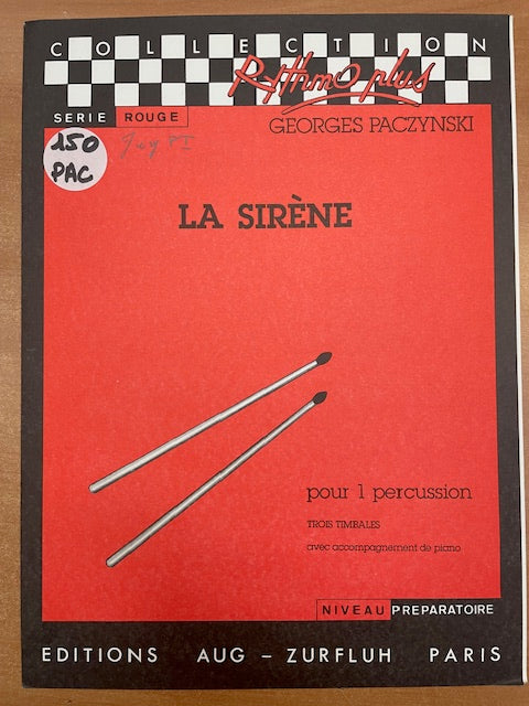 Georges Paczynski La sirène pour Percussion et piano-3000 partitions, livres et vinyles d'occasion en vente sur notre site internet gastonmusicclub.fr Gaston Music Store