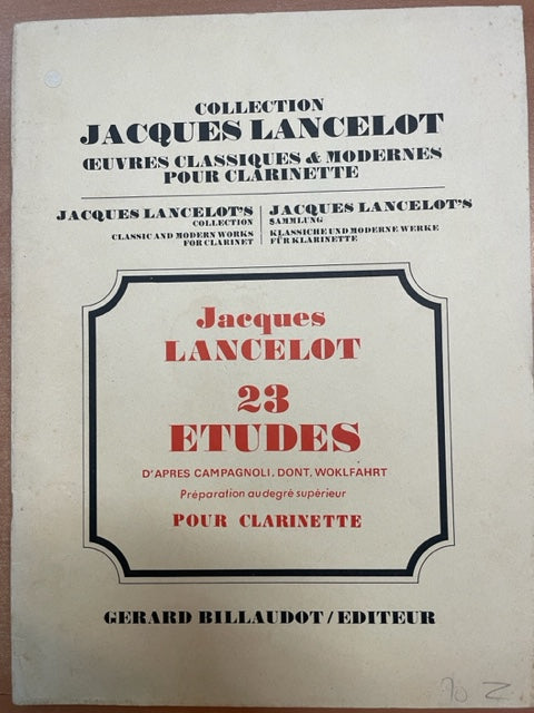 Jacques Lancelot 23 études pour clarinette