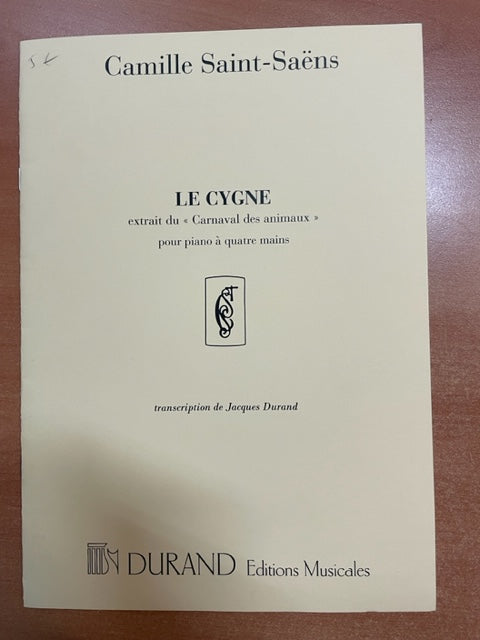 Camille Saint-Saëns Le Cygne, extrait du Carnaval des animaux pour piano à 4 mains