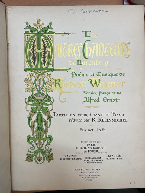 Richard Wagner Les maîtres chanteurs de Nürenberg réduction piano voix-3000 partitions, livres et vinyles d'occasion  en vente sur notre site internet gastonmusicclub.fr Gaston Music Store