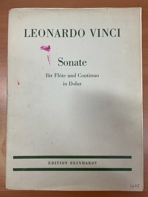 Leonardo Vinci Sonate pour flute et basse continue en ré majeur