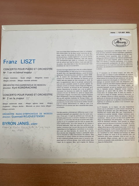 Vinyle Franz Liszt Concertos n° 1 et n°2 pour piano et orchestre - 3000 partitions, livres et vinyles d'occasion  en vente sur notre site internet gastonmusicclub.fr Gaston Music Store