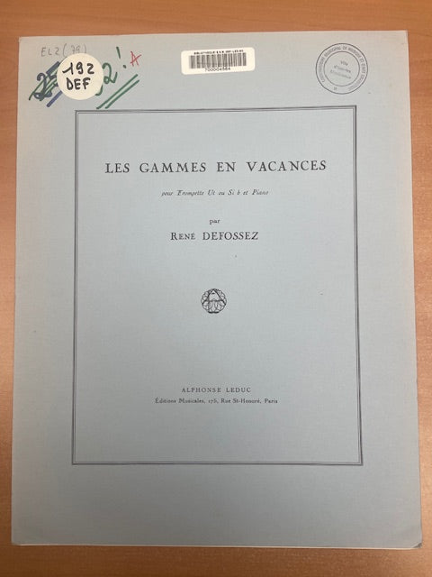 René Defossez Les gammes en vacances pour trompette en ut ou sib et piano-3000 partitions, livres et vinyles d'occasion en vente sur notre site internet gastonmusicclub.fr Gaston Music Store