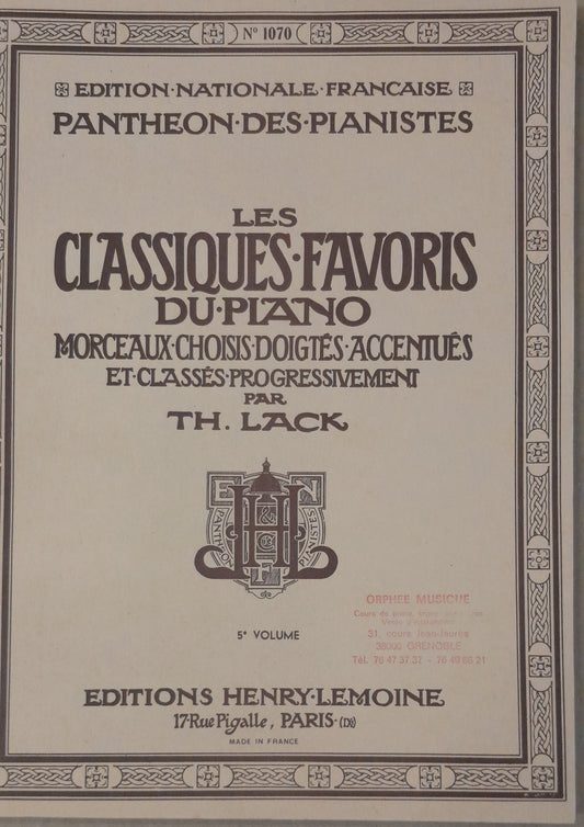 Les classiques favoris du piano - morceaux choisis volume 5