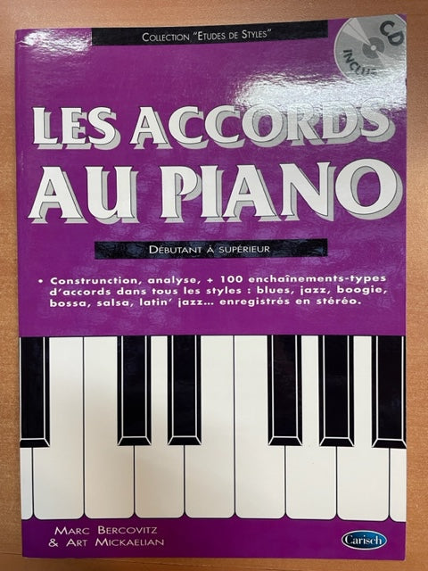 Marc Bercovitz Les accords au piano, débutant à supérieur CD inclus