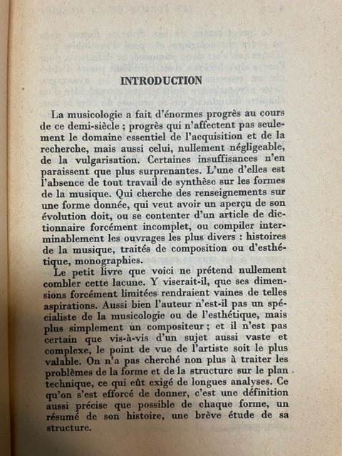 Les formes de la musique livre de André Hodeir