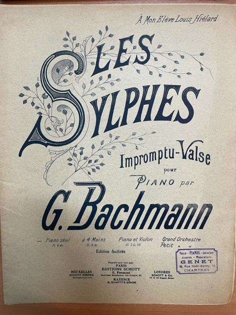 Bachmann Les Sylphes, impromptu-valse partition piano- 3000 partitions, livres et vinyles d'occasion  en vente sur notre site internet gastonmusicclub.fr Gaston Music Store