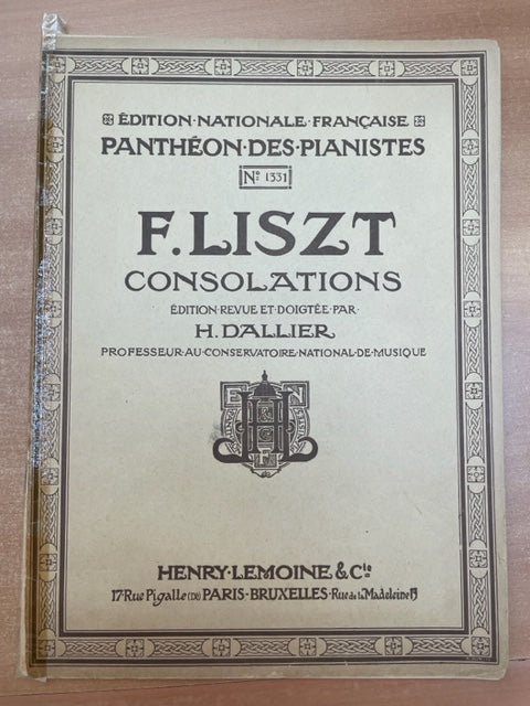 Franz Liszt Franz Consolations partition piano- 3000 partitions, livres et vinyles d'occasion  en vente sur notre site internet gastonmusicclub.fr Gaston Music Store