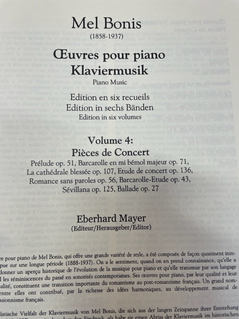 Mel Bonis Oeuvres pour piano volume 4 pièces de concert