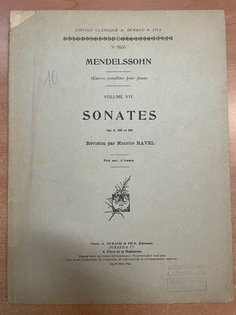 Mendelssohn Oeuvres complètes volume 7: Sonates opus  6, 105 et 106- 3000 partitions, livres et vinyles d'occasion  en vente sur notre site internet gastonmusicclub.fr Gaston Music Store