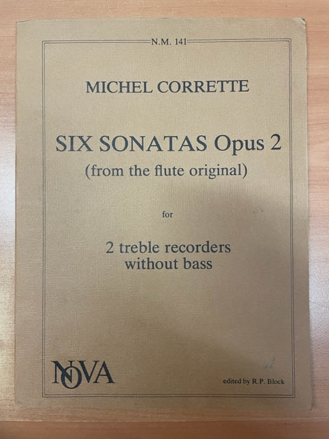 Michel Corrette Six sonatas opus 2 for 2 treble recorders without bass