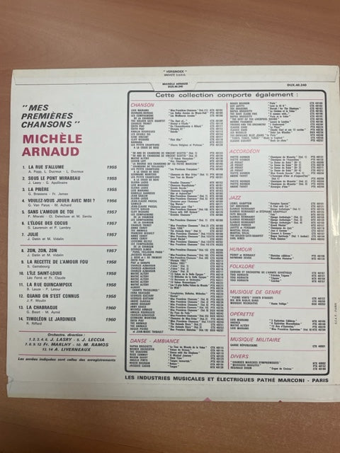 Vinyle Michèle Arnaud Mes premières chansons- 3000 partitions, livres et vinyles d'occasion en vente sur notre site internet gastonmusicclub.fr Gaston Music Store