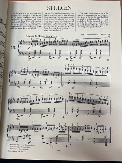 Moscheles Studien Opus 70 volume 2 pour piano