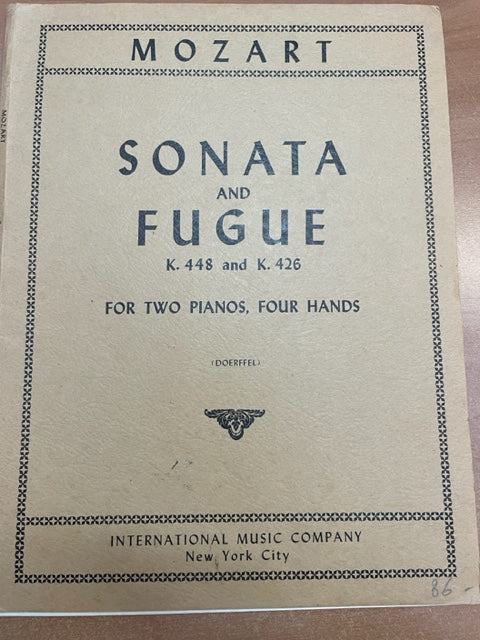 Mozart Sonata and fugue K.448 & K.426 pour 2 pianos 4 mains- 3000 partitions, livres et vinyles d'occasion  en vente sur notre site internet gastonmusicclub.fr Gaston Music Store