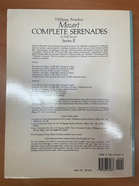 Mozart Complete Serenades, Series 2 - Full Score