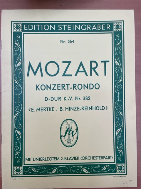 Mozart Konzert Rondo en ré majeuyr KV 382 partition pour 2 pianos-3000 partitions, livres et vinyles d'occasion  en vente sur notre site internet gastonmusicclub.fr Gaston Music Store