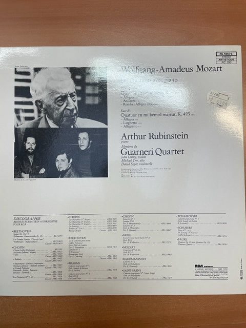 Vinyle Mozart Les quatuors avec piano K478 & K493 Arthur Rubinstein