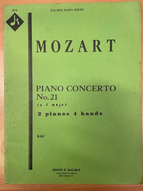 Mozart Piano concerto n°21 in C major réduction pour 2 pianos 4 mains