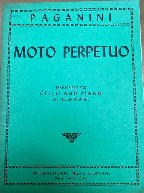 Paganini moto perpetuo partition pour violoncelle et piano-3000 partitions, livres et vinyles d'occasion  en vente sur notre site internet gastonmusicclub.fr Gaston Music Store