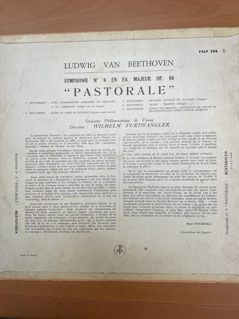 Vinyle Beethoven Symphonie  N° 6 en fa majeur opus 86 Pastorale-3000 partitions, livres et vinyles d'occasion  en vente sur notre site internet gastonmusicclub.fr Gaston Music Store