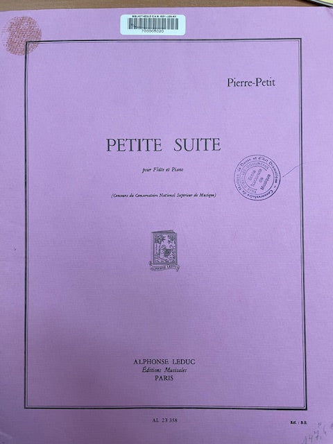 Pierre-Petit Petite suite pour flûte et piano-3000 partitions, livres et vinyles d'occasion en vente sur notre site internet gastonmusicclub.fr Gaston Music Store