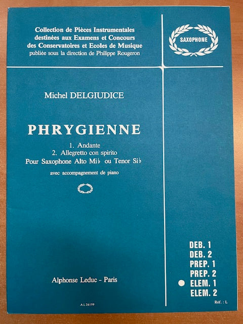 Michel Delgiudice Phrygienne pour Saxophone mib ou sib et piano-3000 partitions, livres et vinyles d'occasion en vente sur notre site internet gastonmusicclub.fr Gaston Music Store