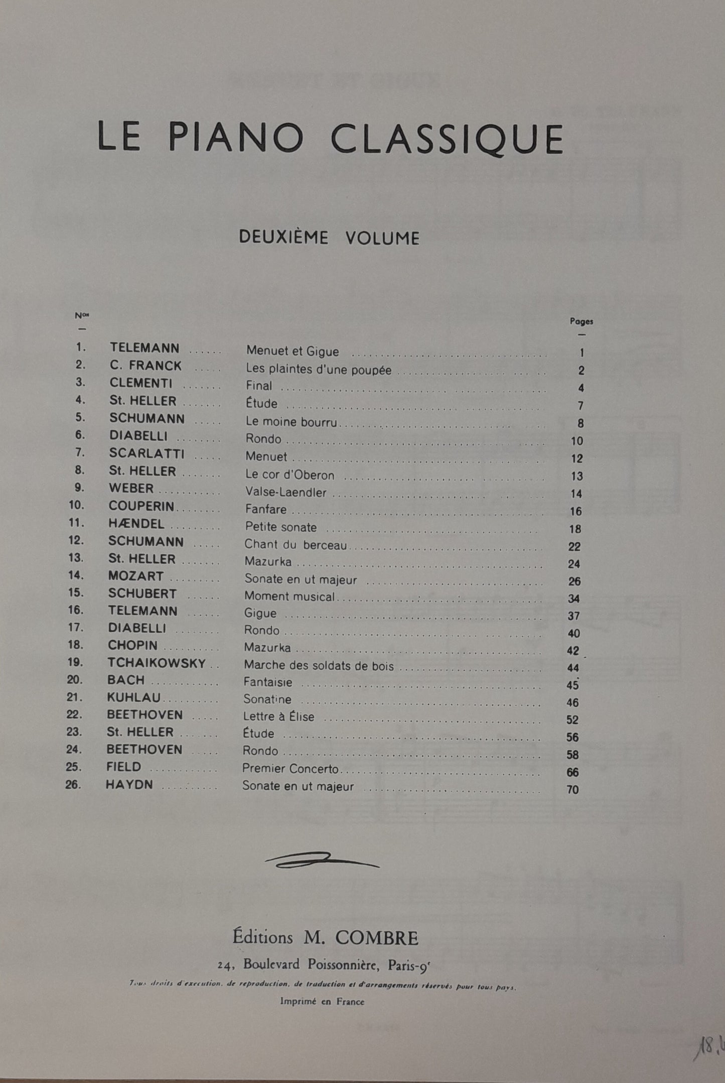 Le piano classique volume 2 partition piano Lucette Descaves