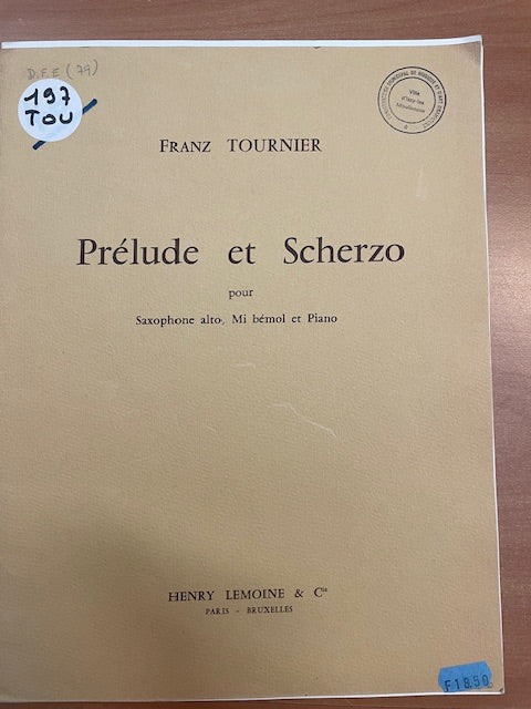 Franz Tournier Prélude et scherzo pour saxophone alto mib et piano-3000 partitions, livres et vinyles d'occasion en vente sur notre site internet gastonmusicclub.fr Gaston Music Store