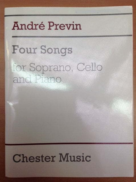 Partition André Previn : Four songs for soprano, cello and Piano- 3000 partitions, livres et vinyles d'occasion  en vente sur notre site internet gastonmusicclub.fr Gaston Music Store