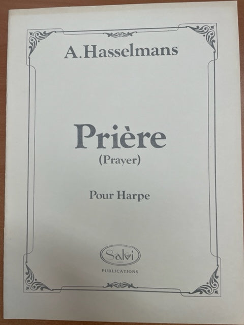 Alphonse Hasselmans	Prière, pour harpe 3000 partitions, livres et vinyles d'occasion  en vente sur notre site internet gastonmusicclub.fr Gaston Music Store