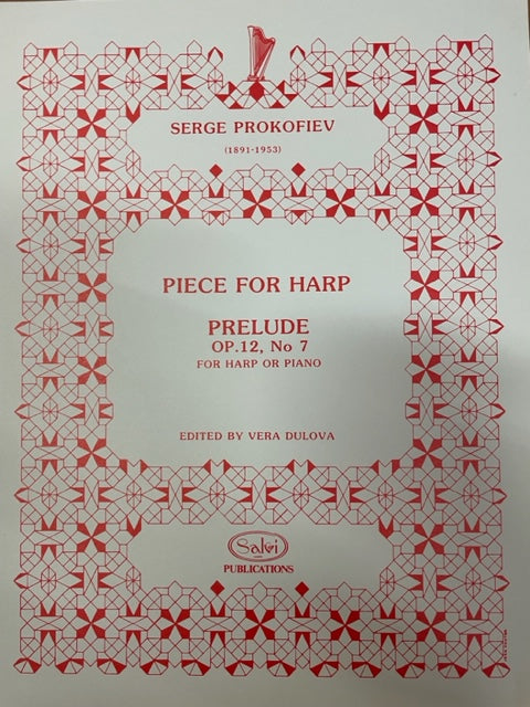 Prokofiev Piece for harp prelude opus 12 n°7-3000 partitions, livres et vinyles d'occasion en vente sur notre site internet gastonmusicclub.fr Gaston Music Store