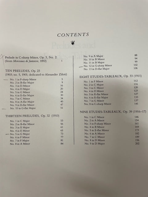 Serge Rachmaninoff Complete preludes and études tableaux pour piano