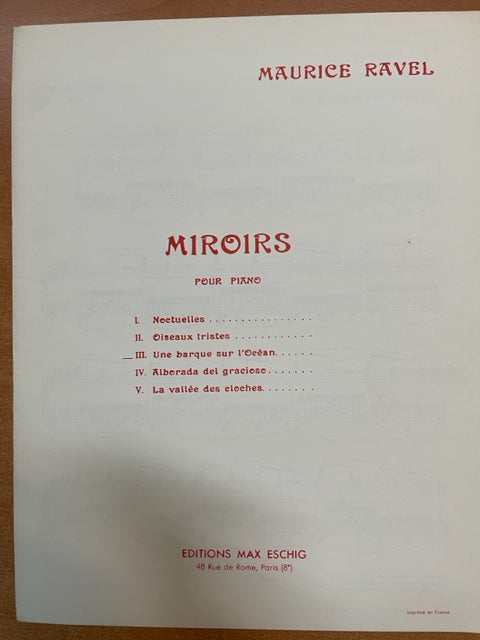 Maurice Ravel Miroirs n°3: Une barque sur l'océan partition piano