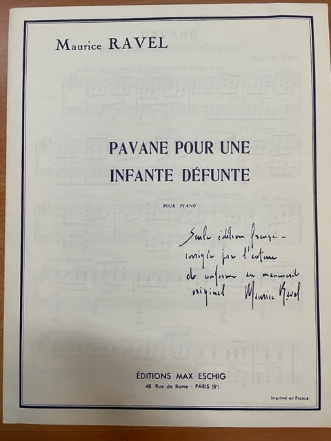 Maurice Ravel Pavane pour une infante défunte partition piano