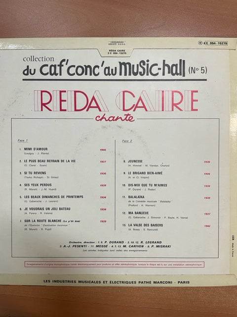 Vinyle Reda Caire chante