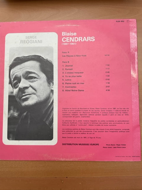 Vinyle Serge Reggiani Poèmes de Blaise Cendras (1887-1961)- 3000 partitions, livres et vinyles d'occasion  en vente sur notre site internet gastonmusicclub.fr Gaston Music Store