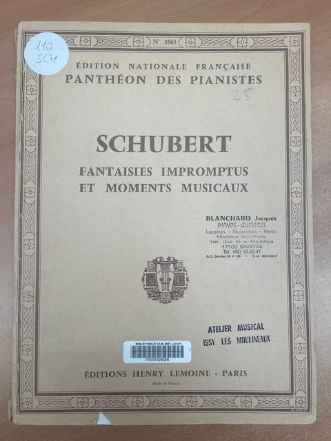 Robert Schumann Fantaisies impromptus et moments musicaux pour piano -3000 partitions, livres et vinyles d'occasion en vente sur notre site internet gastonmusicclub.fr Gaston Music Store