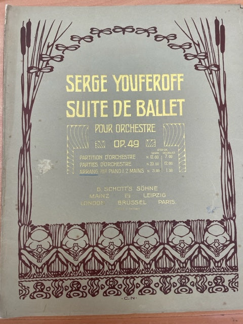 Serge Youferoff Suite de ballet pour orchestre opus 49 arrangé pour piano- 3000 partitions, livres et vinyles d'occasion  en vente sur notre site internet gastonmusicclub.fr Gaston Music Store