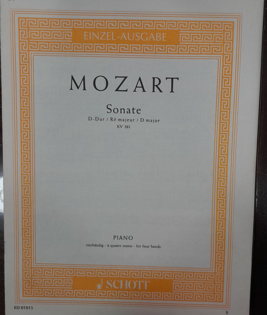 Mozart Sonate en ré majeur KV 381 piano à 4 mains-3000 partitions, livres et vinyles d'occasion en vente sur notre site internet gastonmusicclub.fr Gaston Music Store