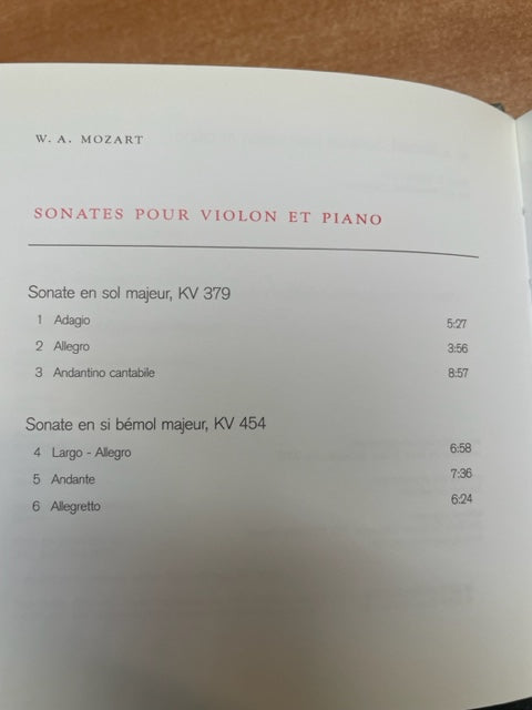 CD Mozart Sonates pour violon et piano KV 379, KV 454 & KV 526(Livret +CD)  - 3000 partitions, livres et vinyles d'occasion  en vente sur notre site internet gastonmusicclub.fr Gaston Music Store