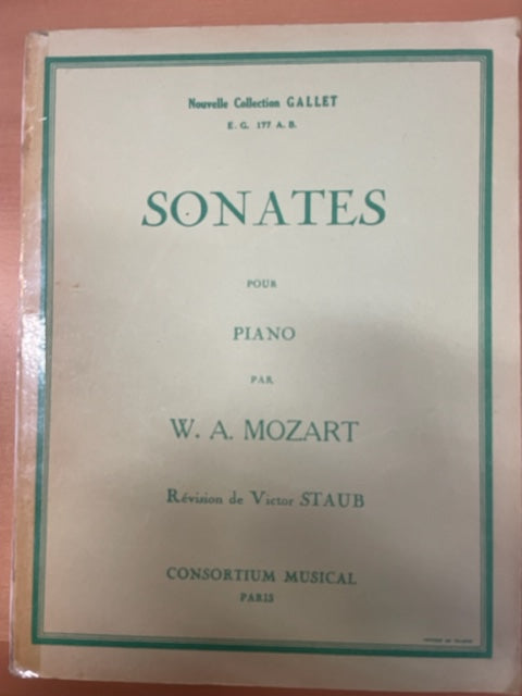 Mozart Sonates pour piano révisions de Victor Staub- 3000 partitions, livres et vinyles d'occasion  en vente sur notre site internet gastonmusicclub.fr Gaston Music Store