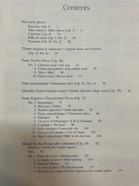 Piotr Tchaïkovsky Les saisons and other works for solo piano